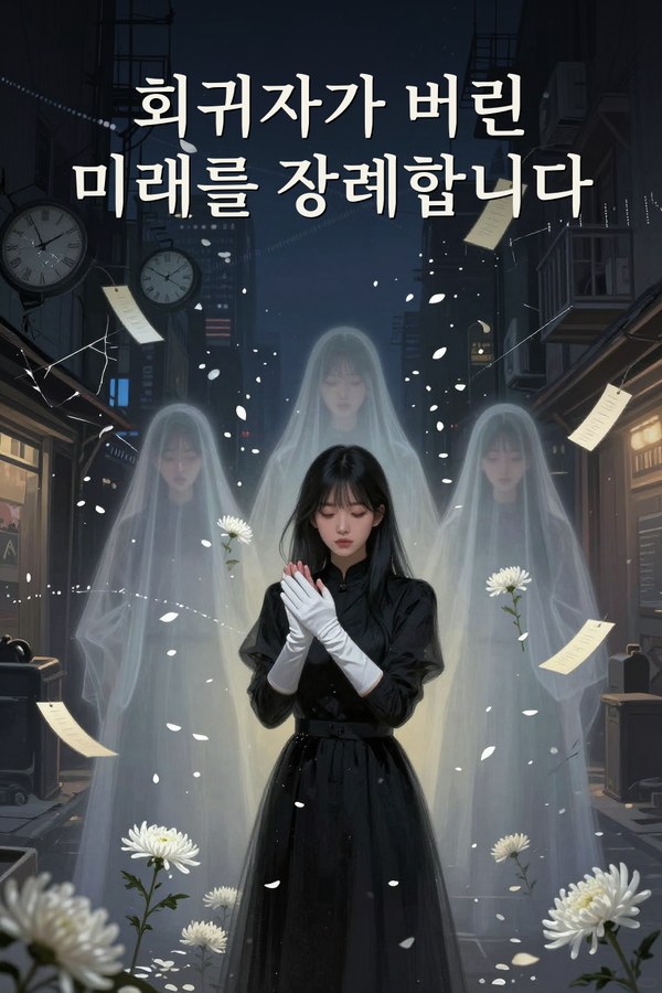 Cover artwork for “회귀자가 버린 미래를 장례합니다,” a regression serial by Fictures Studio